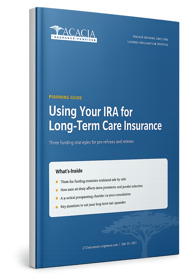 Image of Using Your IRA for LTC Insurance planning guide from ACACIA Insurance.